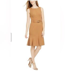 Calvin Klein Petite Belted Flare-Hem Sheath Dress - new without tag
